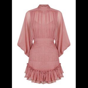 NWT - Shona Joy Clemence Long-Sleeve Mini Dress in Antique Rose (US 6)